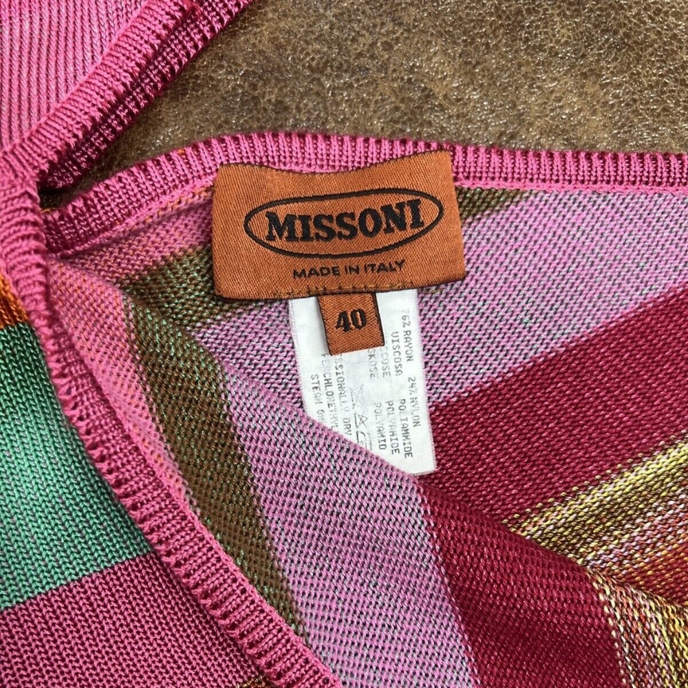MISSONI 2 PIECE multicolor chevron zig zag striped knit top maxi skirt dress 6-8 - Picture 3 of 6